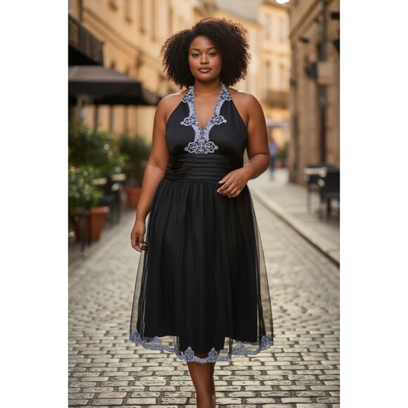Robbie Bee Dresses & Skirts - Signature by Robbie Bee Plus Size 24W Black Halter Dress, Formal Cocktail Dress